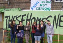 Members of the E15 Focus Group occupying an empty property in East London demanding council housing not evictions