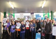 Mass picket of hospital workers in Norwich on the national NHS strike over pay on October 13