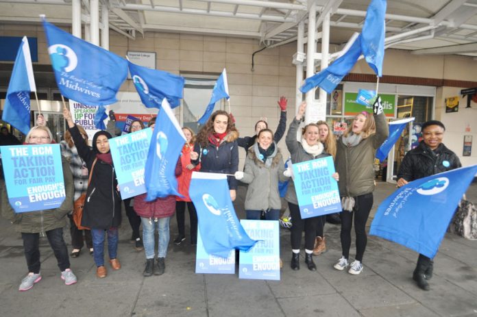 Midwives on the picket line at Chelsea and Westminster Hospital on November 24 – they will be joining other health unions striking on January 29th
