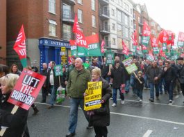 SIPTU marchers in Dublin against the Irish government