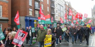 SIPTU marchers in Dublin against the Irish government