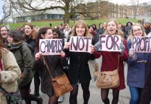 Mass demonstration on the Sussex University campus in support of a student occupation against the privatisation of university services