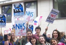 Nurses, patients aand hospital staff marched through central London opposing the privatisation of the NHS