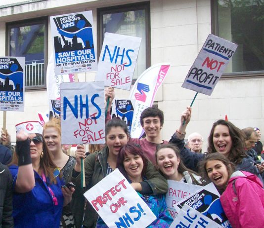 Nurses, patients aand hospital staff marched through central London opposing the privatisation of the NHS