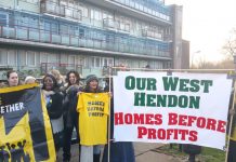 A section of ‘Our West Hendon’ tenants and supporters determined to defend their rights