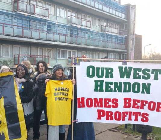 A section of ‘Our West Hendon’ tenants and supporters determined to defend their rights