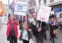 NHS workers on last October’s TUC demonstration demanding a ‘Living Wage’ and no NHS cuts