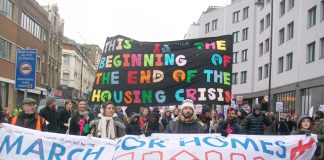 3,000 tenants march on London’s City Hall to demand an end to huge rent rises and evictions. There were two marches, one from north east London, the other from south east London