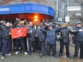 Confident Shepherd’s Bush pickets at Goldhawk Road tube station