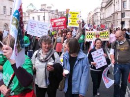 Teachers marching in London against education cuts