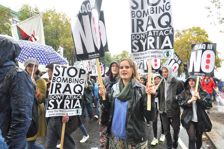 Youth marching in London last October against any troops being sent to Syria or Iraq
