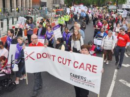 Disabled and care workers demonstrate against cuts
