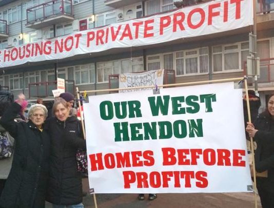 West Hendon tenants defending their homes condemning the private landlords who are trying to remove them
