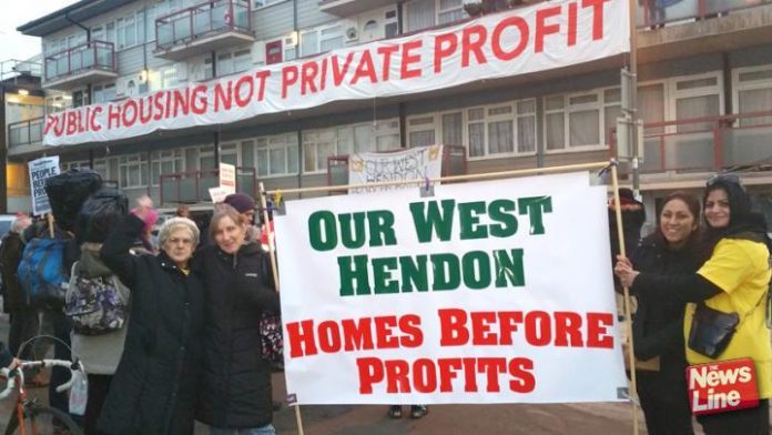 West Hendon tenants defending their homes condemning the private landlords who are trying to remove them