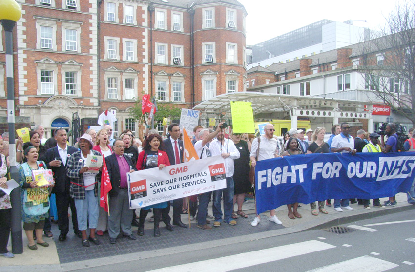 Demonstration outside Hammersmith Hospital in west London on July 31. The A&E was closed on September 10, one of the reasons given by the Trust was that there was no full time A&E consultant cover