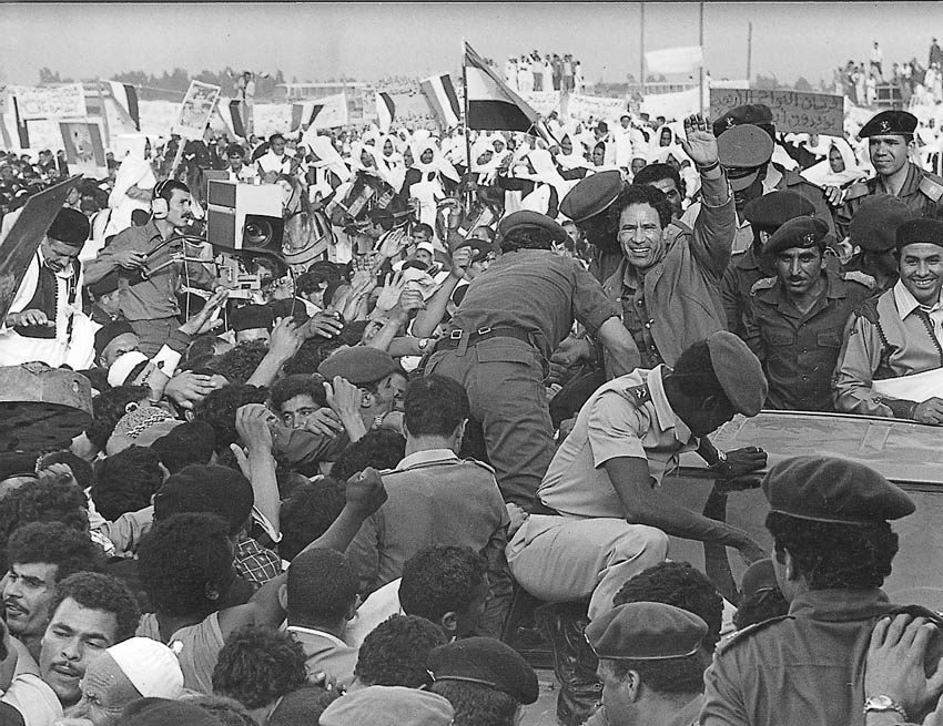 Libyans in happier times with Colonel Gadaffi celebrating the anniversary of the 1969 revolution on September 1st 1987