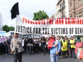 Anger Over UN Refusal To Publish Tamil Genocide Report Marchers in London demanding prosecution of the war criminals in Sri Lanka responsible for the deaths of over 70,000 Tamils in May 2009