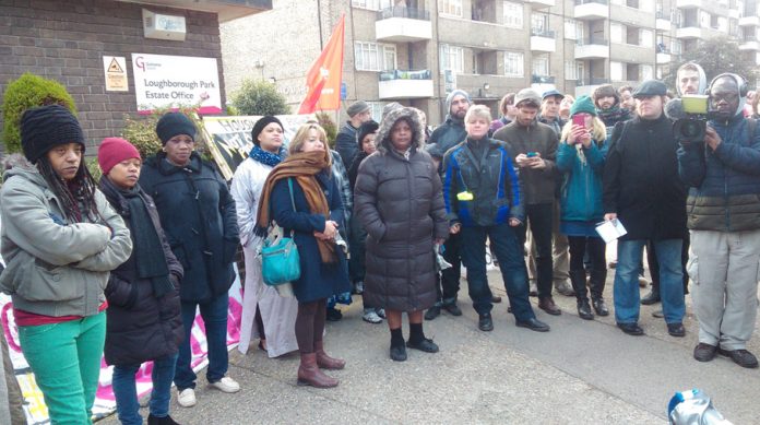 Guinness Trust tenants rally outside the office of the Trust and celebrate the halting of an eviction