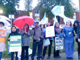 Ealing Hospital midwives on the picket line on the national NHS pay strike last October