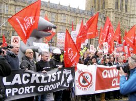 Lobby of parliament on November 20 2013 demanding an end to the blacklisting of trade unionists