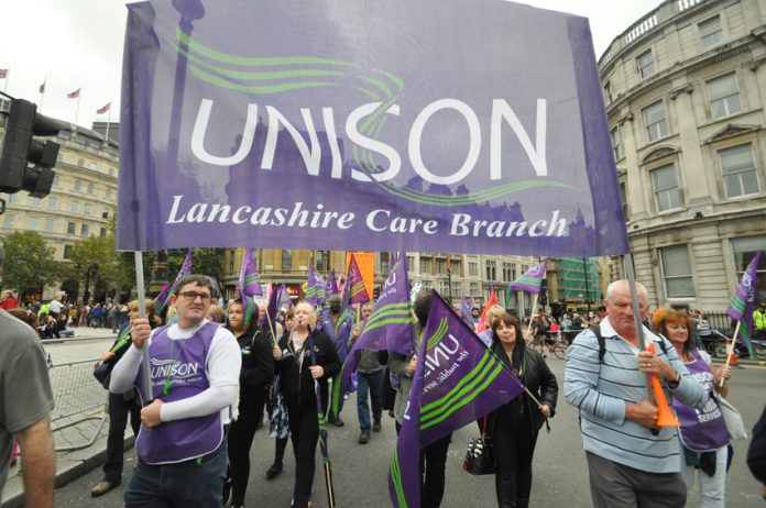 Lancashire care workers on a TUC demonstration demanding an increase in their wages