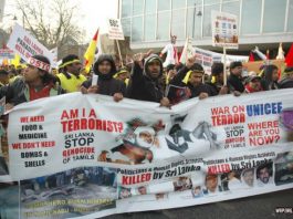 Tamil demonstration in London against the Sri Lankan regime’s massacre of civilians in 2009