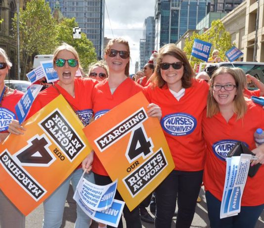 Australian Nursing and Midwifery Federation, Victoria branch, members hit the streets to make their voices heard on the March 4 national day of action