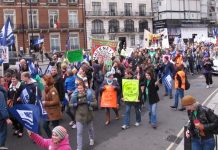 Teachers marching in London during their strike action last year – they are very angry that they face another year when many teachers won’t get a pay rise at all