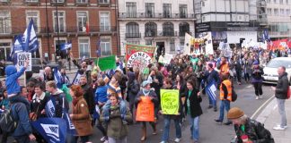 Teachers marching in London during their strike action last year – they are very angry that they face another year when many teachers won’t get a pay rise at all