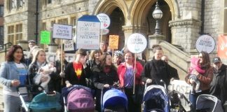 Ealing mothers and their babies lobbying the Clinical Commissioning Group demanding that their hospital’s Maternity Department is kept open