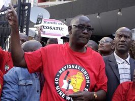 Zwelinzima Vavi  addressing a protest. He has been expelled by COSATU