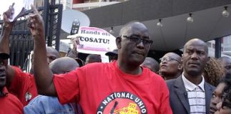 Zwelinzima Vavi  addressing a protest. He has been expelled by COSATU