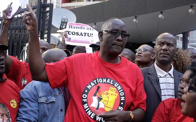 Zwelinzima Vavi  addressing a protest. He has been expelled by COSATU
