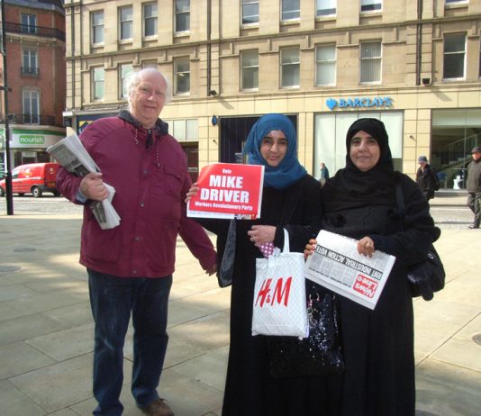 Sheffield Central WRP candidate MIKE DRIVER campaigning in the city centre yesterday