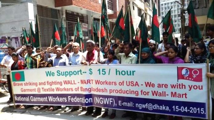 Bangladeshi textile workers, in their own fight for decent wages and conditions, show international solidarity with US workers