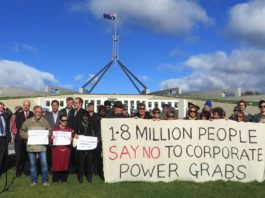 The petition against the TPP being delivered to the Australian parliament in Canberra