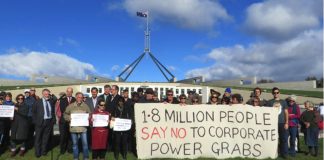 The petition against the TPP being delivered to the Australian parliament in Canberra
