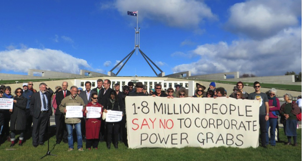 The petition against the TPP being delivered to the Australian parliament in Canberra