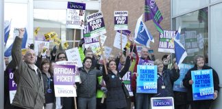 NHS staff at the Norfolk and Norwich Hospital strike for everybody to get a one per cent pay increase!