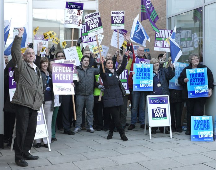 NHS staff at the Norfolk and Norwich Hospital strike for everybody to get a one per cent pay increase!