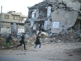 Gazan children running for their lives