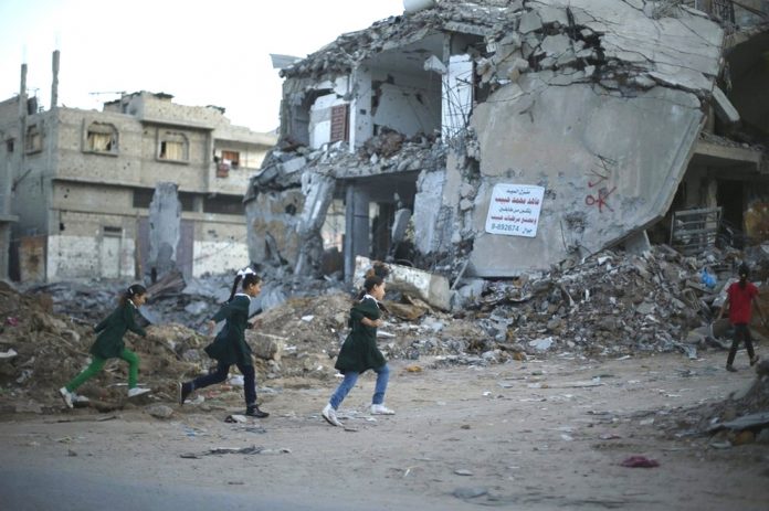 Gazan children running for their lives
