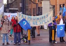 NHS workers at Kings College Hospital in Denmark Hill south-east London taking strike action