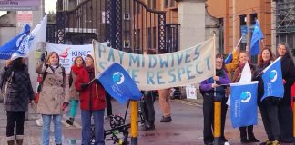 NHS workers at Kings College Hospital in Denmark Hill south-east London taking strike action