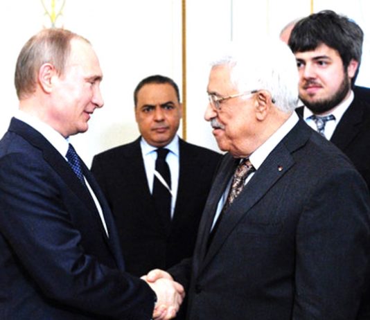 Russian President meeting with Palestinian President Abbas who attended Saturday’s Victory Day celebrations in Moscow
