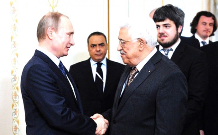 Russian President meeting with Palestinian President Abbas who attended Saturday’s Victory Day celebrations in Moscow