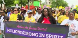 Mothers from across the US marched into Washington DC on Saturday condemning the killing of unarmed black teenagers by police