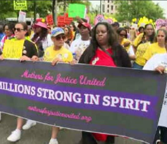 Mothers from across the US marched into Washington DC on Saturday condemning the killing of unarmed black teenagers by police