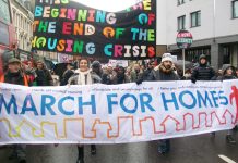 Tenants marching for homes to London’s City Hall on January 31