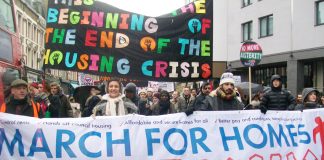 Tenants marching for homes to London’s City Hall on January 31